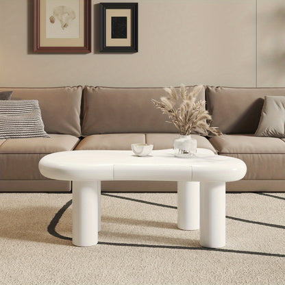 Modern Cloud-Shaped White Metal Coffee Table with Storage Drawers – Multifunctional Side Table for Living Room, White, No Assembly Required, Coffee Table for Living Room, Decorative Table, Contemporary Design
