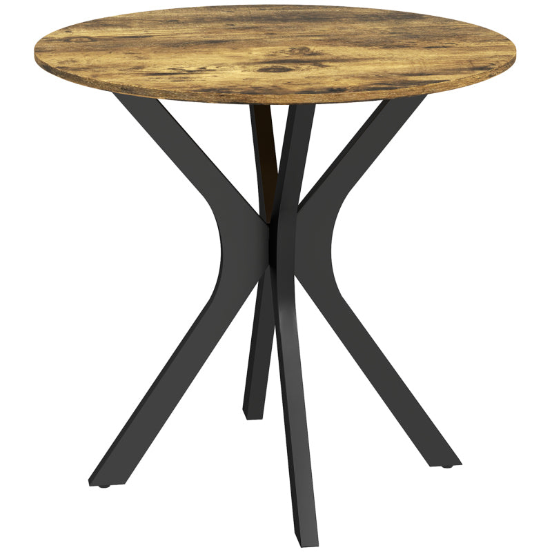 Rond Eettafeltje – Klein Tafelletje – Bistrotafel – Ontbijttafel – Werktafel – Bruin MDF Tafelblad – Verstelbare Vloerbeschermers