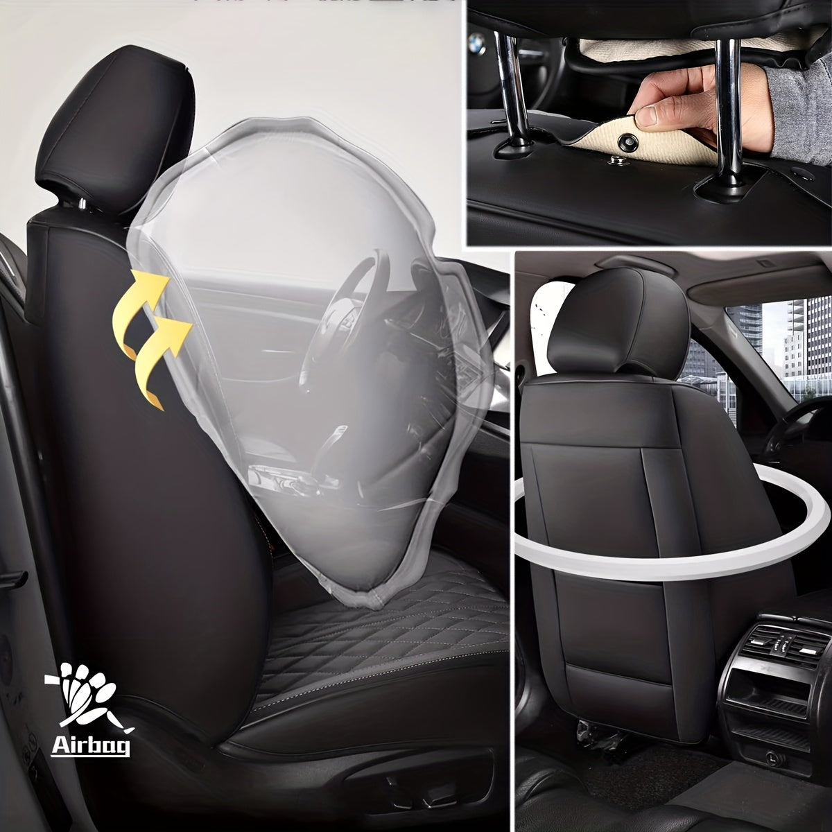 Autostoelhoezen – Stoelhoezen Auto – Zitting Beschermers – Autostoelbekleding – Auto Interieur Bescherming – Complete Set 5 Zitplaatsen – Waterdicht Nappa Kunstleer – Universele Pasvorm
