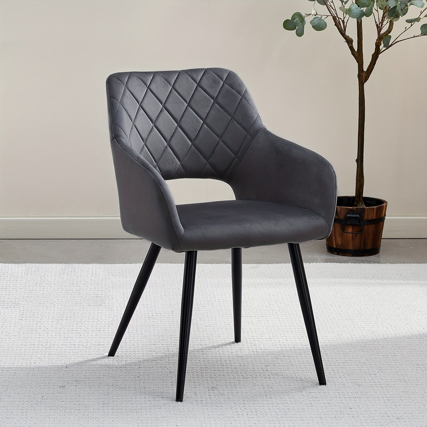 CLIPOP Black Velvet Dining Chairs Set Of 2, Upholstered Kitchen Chair with Arms And Metal Legs, Tub Reception Chairs for Dining Room Bedroom Office