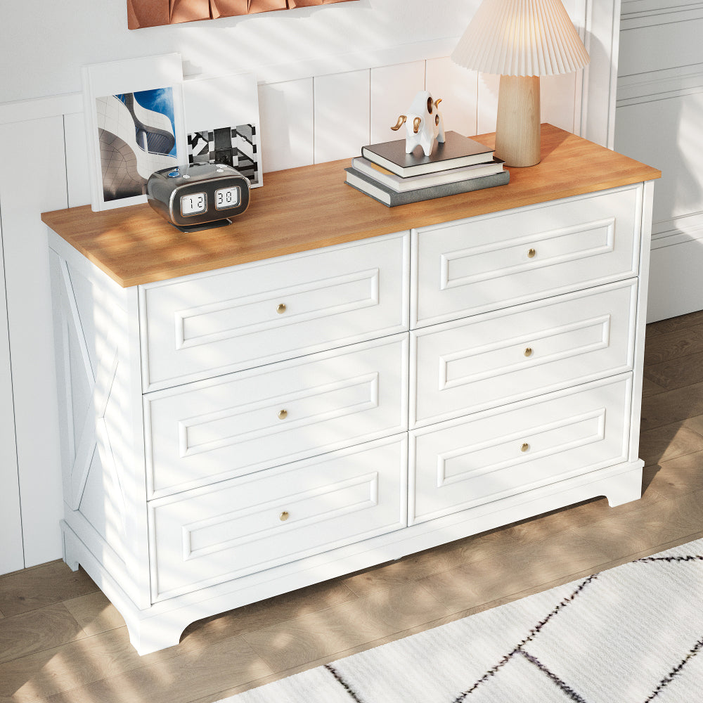 Modern Minimalist 6-Drawer with Smooth Doors/Drawers - Compact Contemporary Sideboard Suitable for Living Room, Dining Room, Hallway - Space-Saving Furniture