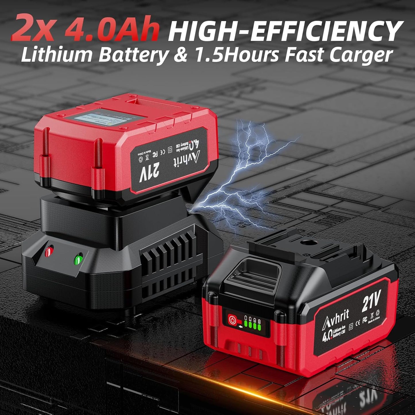 Slagboutmoersleutel – Slagmoersleutel – Accu-slagschroevendraaier – Draadloze Momentsleutel – Elektrische Momentsleutel – 850Nm Koppel – 2x 4000mAh Batterijen