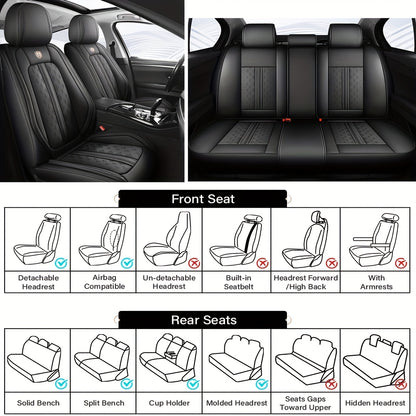 Auto Stoelhoezen Set – Stoelbekleding – Stoelhoes – Zittingbescherming – Autostoelhoezen – Nappa Leder – Airbag Compatibel – Geschikt Voor 5 Zittingen