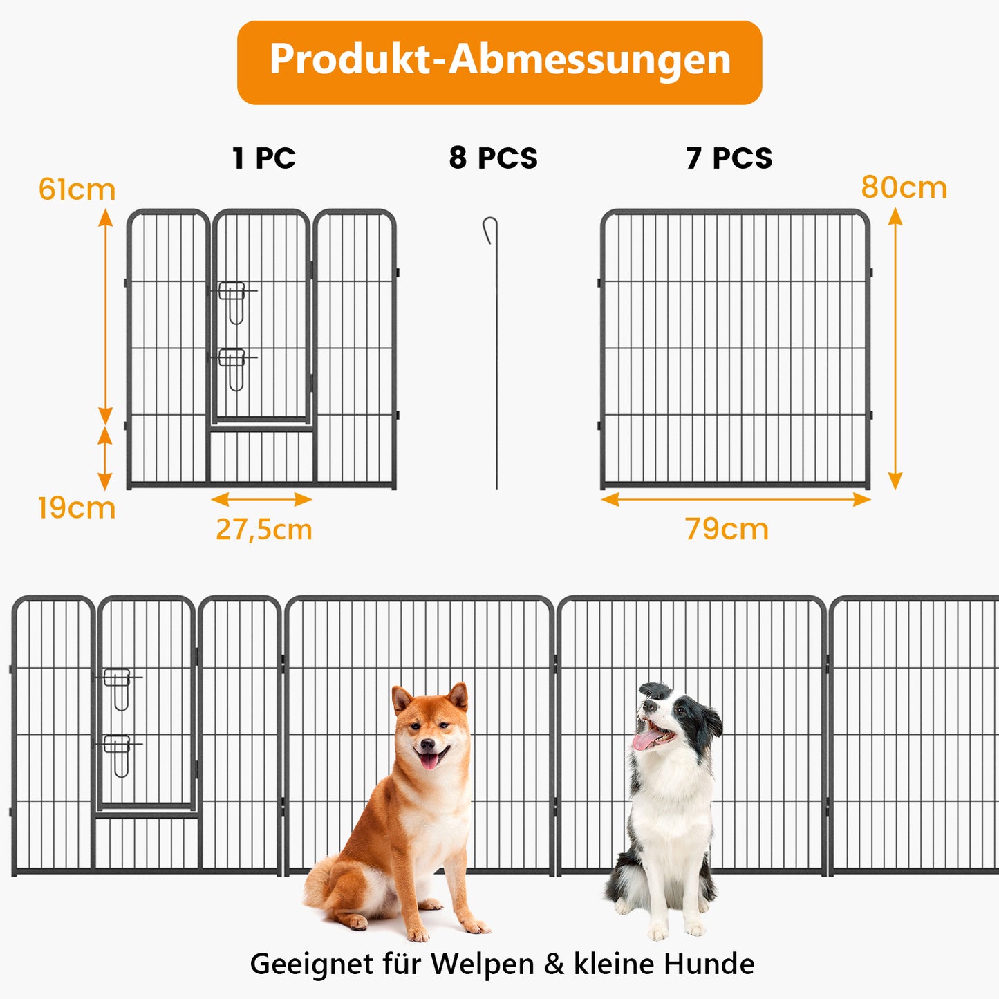Hondenren – Hondenhok – Omheining – Speelren – Dierenren – Metalen Frame – Mesh Deur – Flexibel In Te Stellen – Zwart