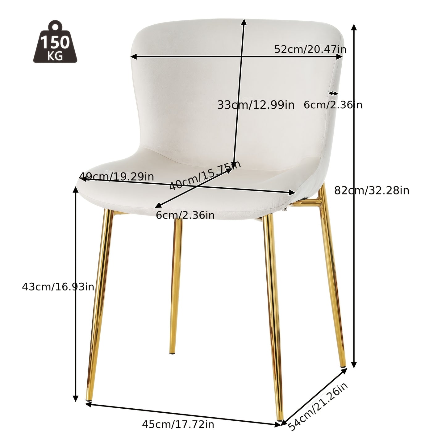 Eetkamerstoel – Stoel – Zithoekstoel – Woonkamerstoel – Loungestoel – Set van 6 – Beige Kleur – Comfortabele Zachte Stoffering – Stevig Vierpotig Frame