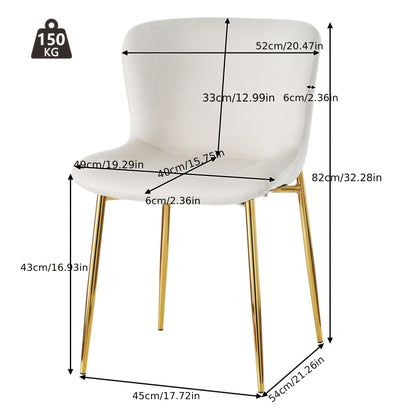 Eetkamerstoel – Stoel – Zithoekstoel – Woonkamerstoel – Loungestoel – Set van 6 – Beige Kleur – Comfortabele Zachte Stoffering – Stevig Vierpotig Frame