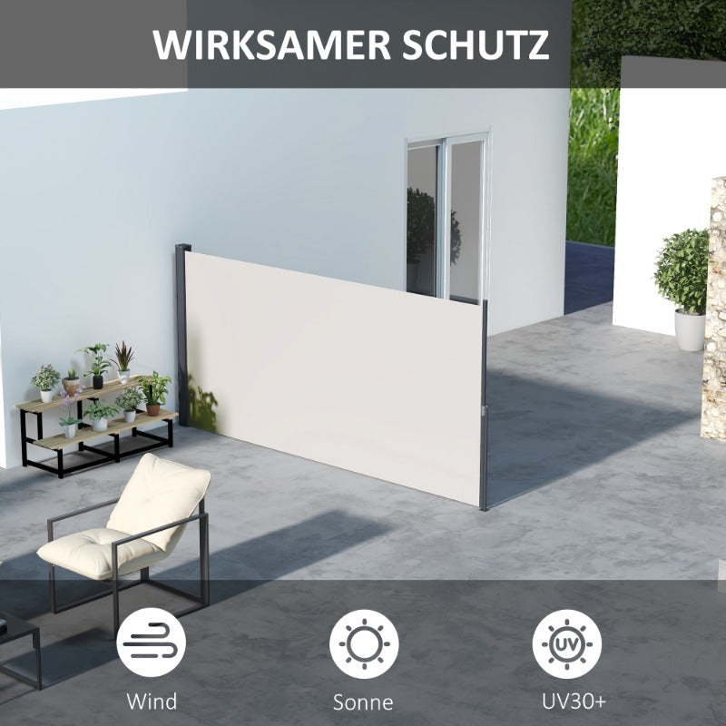 Zonnescherm – Zijscherm – Uitbreidbaar Scherm – Buitenprivacy – Zonwering – 300x140 cm – UV Bescherming – Windbestendig Metaal