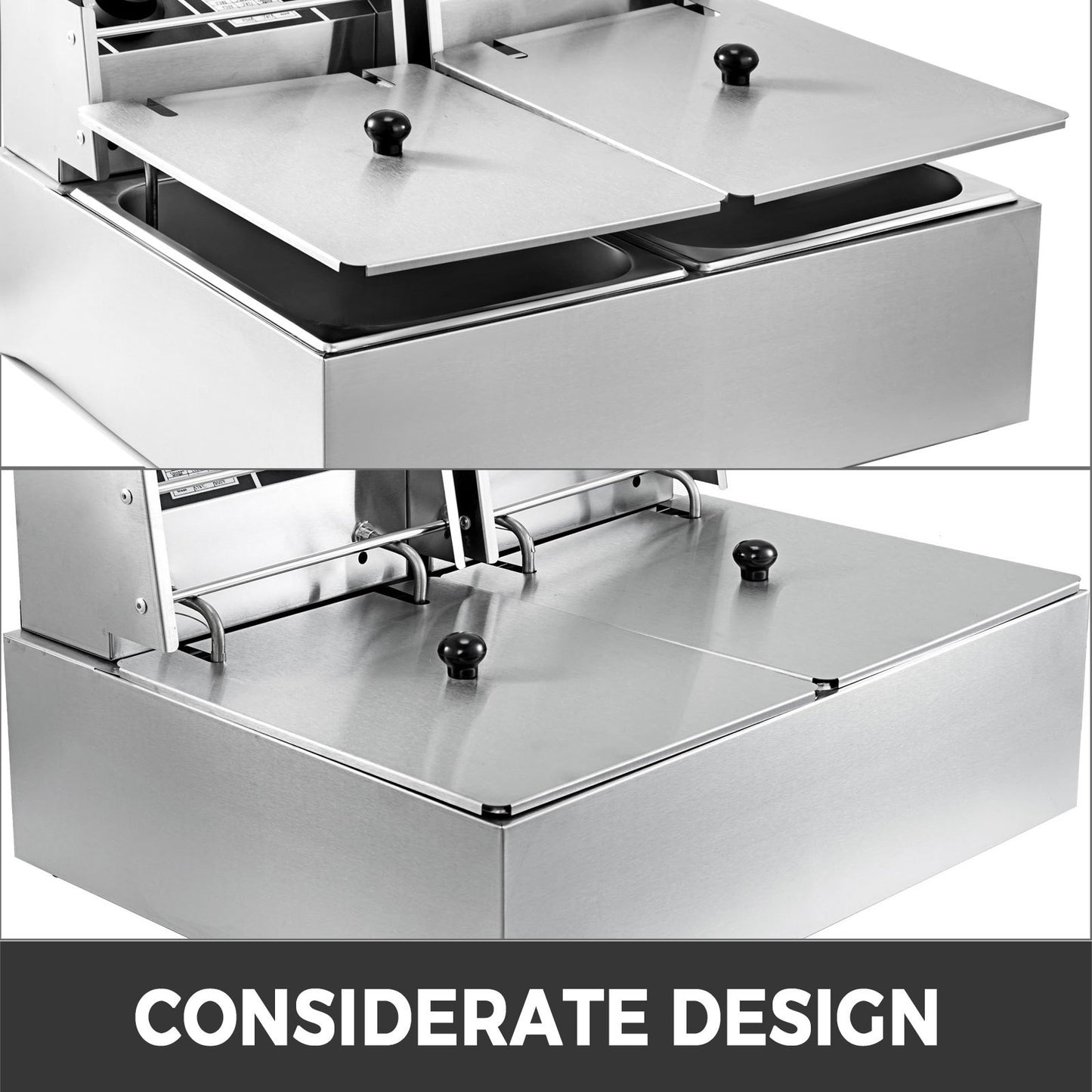 Friteuse – Frituurpan – Dubbele Frituurpan – Elektrische Friteuse – Koude Zone – 12 Liter Capaciteit – RVS Materiaal – 5000 Watt Vermogen