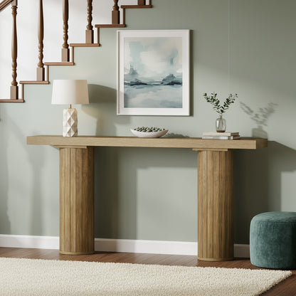 Sidetable – Consol tafel – Haltafel – Wandtafel – Sofa tafel – Extra Lang 160 cm – Duurzaam MDF Met Taps Toelopende Houten Poten