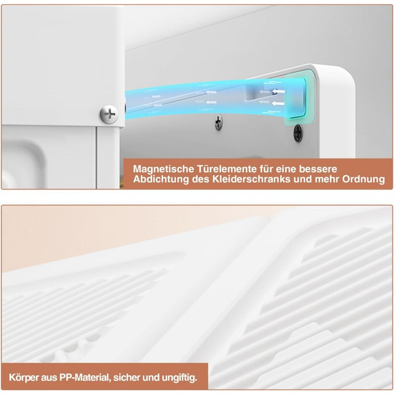 Kledingkast Organizer – Opbergkast – Garderobekast – Klapkast – Transparante Deur – 6 Vakken – Kledingroede – Lichtgewicht Kunststof – Gemakkelijk Montagerend