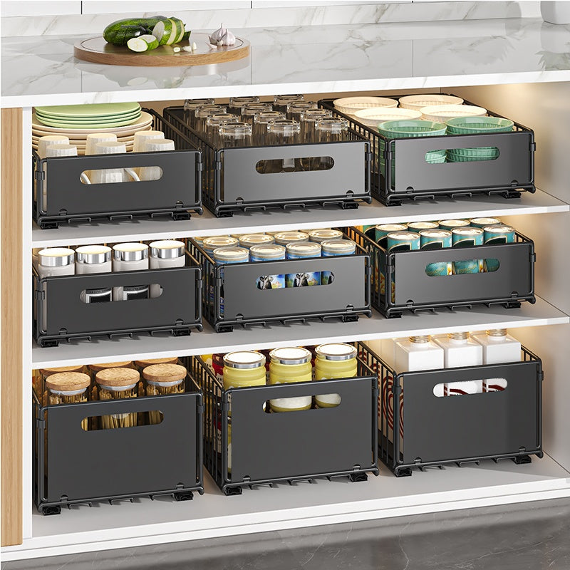 Keukenkast Organizer – Gootsteenkast Organizer – Kast Organizer – Kitchen Organizer – Lade Organizer – Metalen 2-delige Set – Ruimtebesparend Uitschuifbaar – 38x25x18 cm – Stevig Metaal – Modern Design