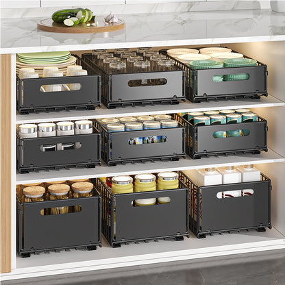 Keukenkast Organizer – Gootsteenkast Organizer – Kast Organizer – Kitchen Organizer – Lade Organizer – Metalen 2-delige Set – Ruimtebesparend Uitschuifbaar – 38x25x18 cm – Stevig Metaal – Modern Design
