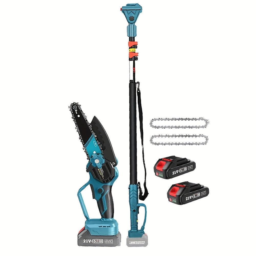 2-in-1 Draadloze Kettingzaag – Polesaw – Mini Kettingzaag – Elektrische Zaag – Verlengbare Steel – Met 2 Batterijen – Lichtgewicht & Veilig – 6 Inch Kettingblad