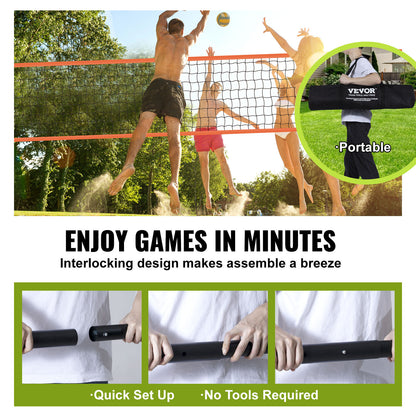 volleybalnet – sportnet – badmintonnet – beachvolleybalnet – draagbaar volleybalnet – verstelbare hoogte – duurzame aluminium palen