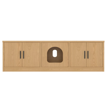 Krabpaal met Kast – Kattenhuis – Kattenbak Kast – Kattenmeubel – Kattenverblijf – Ruimtebesparend Design – Ventilatie en Krabpaal Geïntegreerd – 140x40x45,5 cm