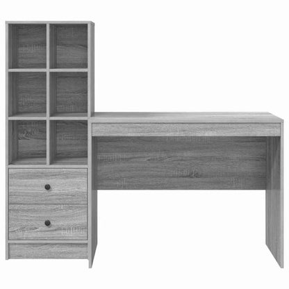 Bureau – Bureautafel – Computerbureau – Schrijftafel – Werktafel – Grijs – Eikenhout – 100 x 50 x 76 cm – Met Opberglades – Stevig En Stijlvol Design