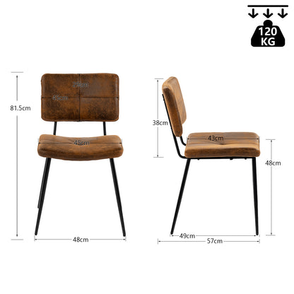 Eetkamerstoel – Stoel – Kuipstoel – Keukenstoel – Set Van 4 – Suède Stoffering – Metalen Onderstel – Comfortabele Zitting – Industrieel Retro Design