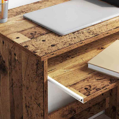 Modern Oak Wood Desk with Storage - Large Spacious Table, Treated Wood (Oak Veneer Top), Minimalist Aged Wood, Sturdy & Smooth Surface for Office, Study, or Workspace - Easy Assembly, 120.5x44x88.5cm