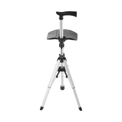 Folding Walking Stick Chair | Black Aluminum Alloy, Foldable Design, Seat Included, for Adults, by NaMaSyo