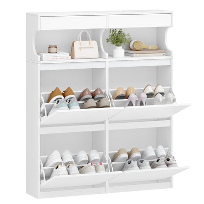 Schoenenkast – Schoenenrek – Schoenenopberger – Schoenenbank – Kast – Voor 20 Paar Schoenen – Verstelbare Indeling – Smal 100 cm Wit