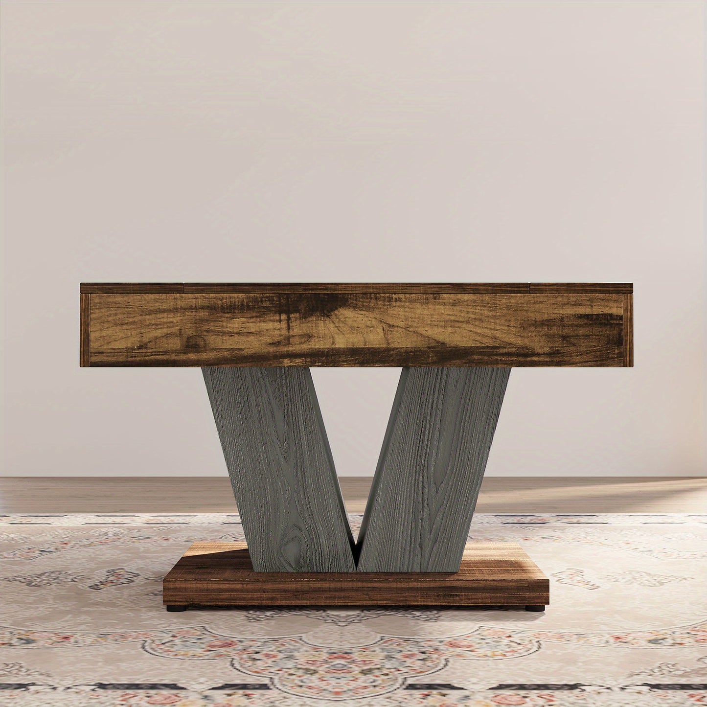 80.01cm Rustic Brown & Black Square Coffee Table - Modern Wooden Centerpiece for Living Room, Sturdy MDF Construction with Smooth Surface, Geometric Base, Perfect for Cocktails, Tea, or Accent Decor, Tea Table | Rustic Modern