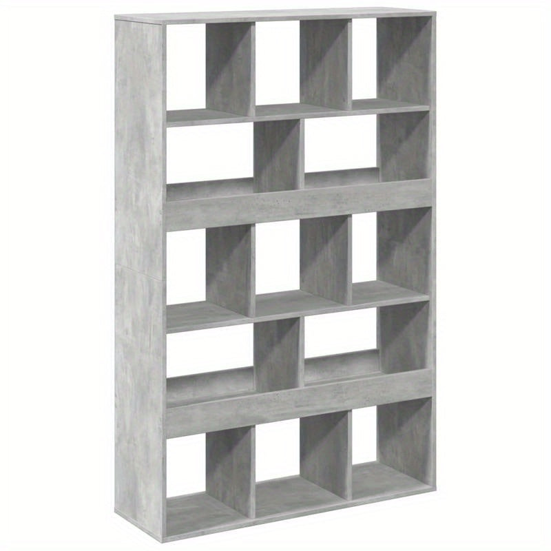 Spacious Gray Wooden Room Divider - 99.06cm x 33.02cm x 154.94cm - Perfect for Office, Bedroom, Living Room, Study - Durable Concrete-Treated Wood, Multi-Compartment Design, Room Space Divider|Minimalist Shelf Design|Sleek Co