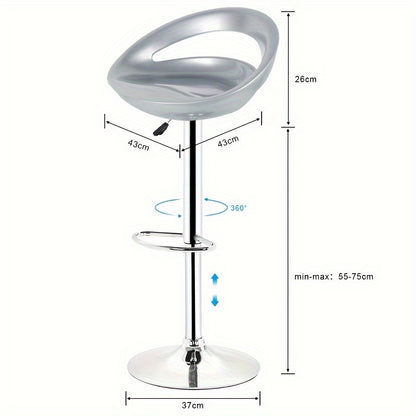 Barkrukken – Barstoelen – Keukenstoelen – Counterstoelen – Barkeukenstoelen – Set van 2 – Draaibaar 360° – Traploos Verstelbaar 55-75 cm – ABS Kunststof – Chroom Onderstel