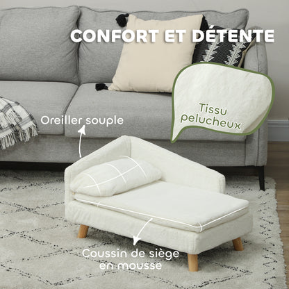 Hondenbank – Kattenbank – Huisdierenbed – Dierenbank – Zacht Kussen – Verwijderbare Wasbare Hoezen – Verhoogd Ontwerp – Polyester Met Katoenen Vulling – Creme – 70 x 42,5 x 38,5 cm – Geschikt Tot 15 kg