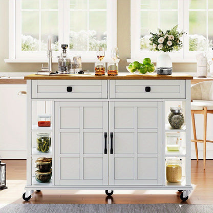 Keukentrolley – Serveerwagen – Keukenrolwagen – Opbergtrolley – Keukenwagen – Uitklapbaar Werkblad – 120 x 65 cm – Met 2 Lades – Met Wieltjes