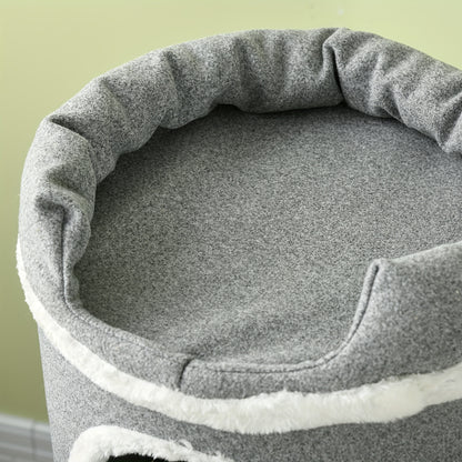 Krabpaal – Kattenklimrek – Kattenmeubel – Kattenhuis – Krabmeubel – 99 cm Hoog – Stevig Spaanplaat – Inclusief Kattenbed & Speelbal – Grijs