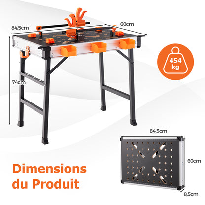 Inklapbare Werkbank – Draagbare Werktafel – Klusbank – Inklapbare Tafel – Werkbank Met Klemmen – Lichtgewicht En Compact – 2 Snelklemmen En 4 Clamp Dogs