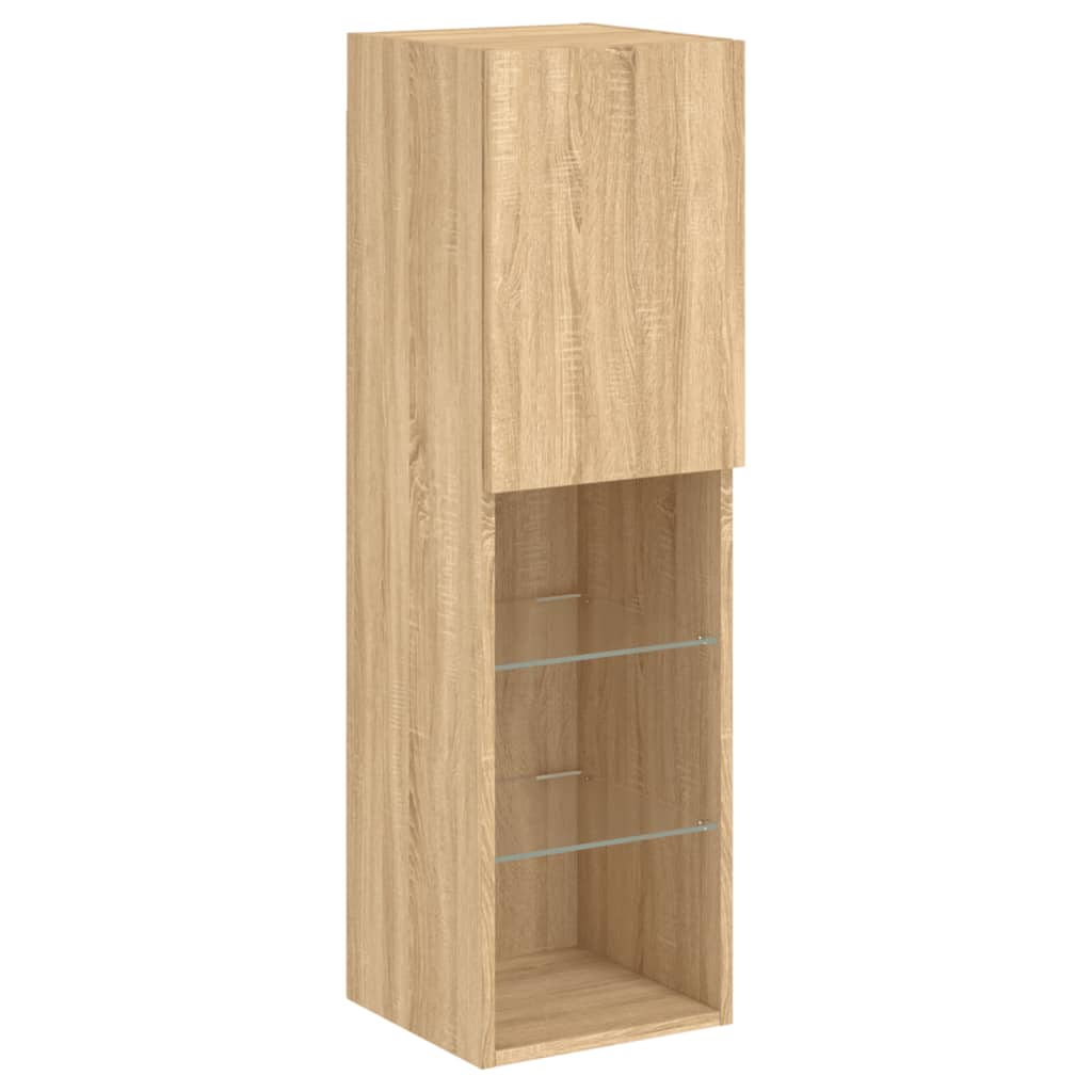 TV Wandmeubel – TV Kast – TV Meubel – Zwevend Meubel – Opbergmeubel – Sonoma Eiken – RGB LED Verlichting – Ruimtebesparend Design