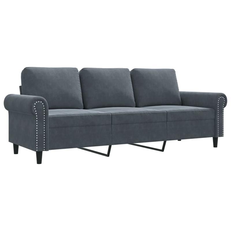 Bankstel – Slaapbank – 3-Zitsbank – Zithoek – 2 Stoelen – Donkergrijs Stof – Lichtgewicht Hardhouten Frame – Ruimtebesparend Design