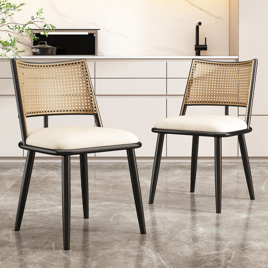 Dining chairs, rattan chairs typically possess a natural, lightweight appearance, lending an organic feel to both indoor and outdoor spaces. The design of these chairs is generally simple yet elegant, available as a set of tw