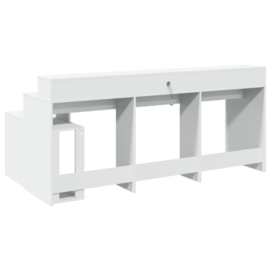 Bureau – Werkplektafel – Computertafel – Laptoptafel – Schrijftafel – Wit – RGB LED-verlichting – Vochtbestendig Hout