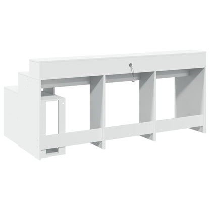 Bureau – Werkplektafel – Computertafel – Laptoptafel – Schrijftafel – Wit – RGB LED-verlichting – Vochtbestendig Hout