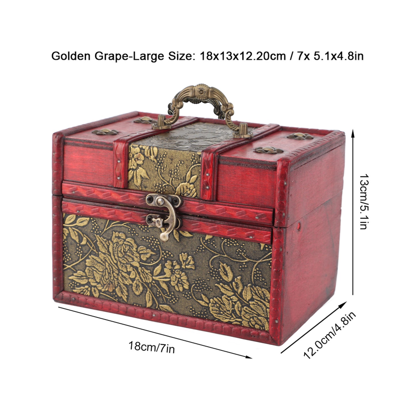 Houten Sieradendoos – Sieraden Organizer – Sieradenhouder – Sieradenkistje – Houten Bewaarbox – Vintage Mozaïekpatroon – Compacte Afmeting 18x13x12 cm
