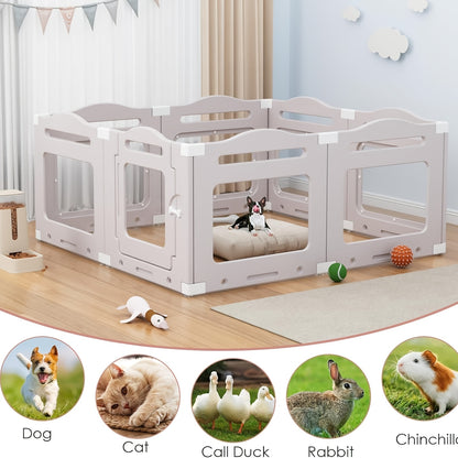Kleine Dier Omheining – Hondenren – Vouwbaar Hek – Huisdier Barrier – Binnenren – Hoogte 60cm – Inclusief Zuignappen en Grondankers – Met Deur
