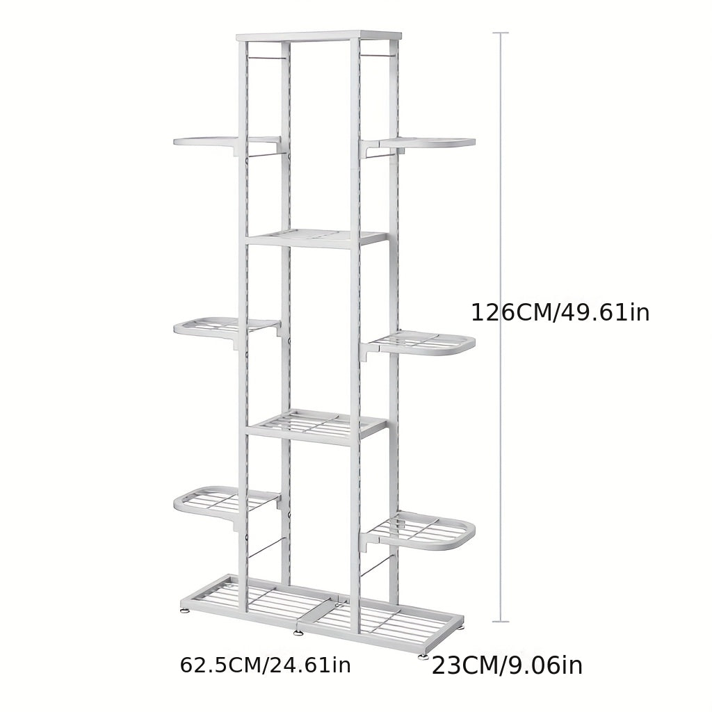 7-Tier Heavy-Duty Metal Indoor/Outdoor Plant Stand with Curved Legs & Waterproof Non-Slip Base - Space-Saving Corner Shelf for Potted Plants, Balcony, Garden, Patio - Easy Assembly, Sturdy Ladder-Like Shelves (No Tools Requir