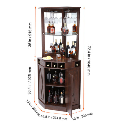 Barkast – Wijnrek – Drankkast – Keukentrolley – Buffetkast – Hoekbar kast – Verstelbare Planken – Melamine Afwerking