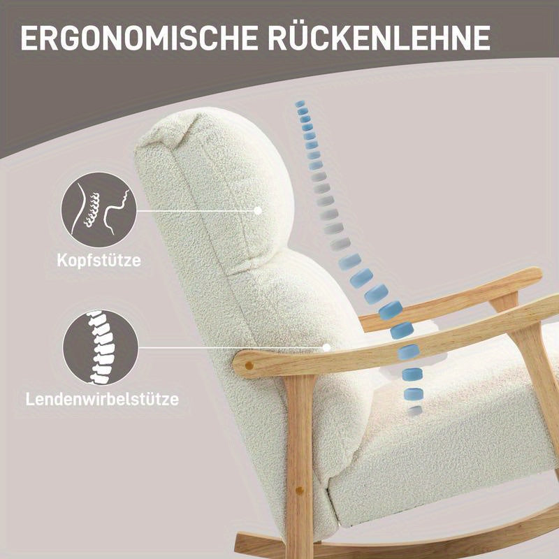 Schommelstoel – Schommelzetel – Schommelstoel Binnen – Buitenstoel – Relaxstoel – Ergonomisch Design – Massief Hout & Kussen