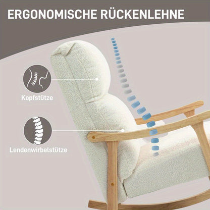 Schommelstoel – Schommelzetel – Schommelstoel Binnen – Buitenstoel – Relaxstoel – Ergonomisch Design – Massief Hout & Kussen