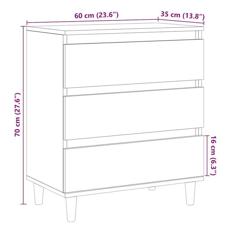 Sideboard 60X35X70 Cm Bewerkt Wood Artisanaal Oakkleur Removable Storage Practical