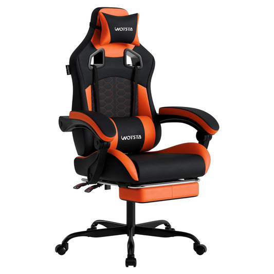 Gamingstoel – Gamer Stoel – Bureaustoel – Racestoel – Zwart Oranje – Ergonomisch Ontwerp – Memory Foam Voering