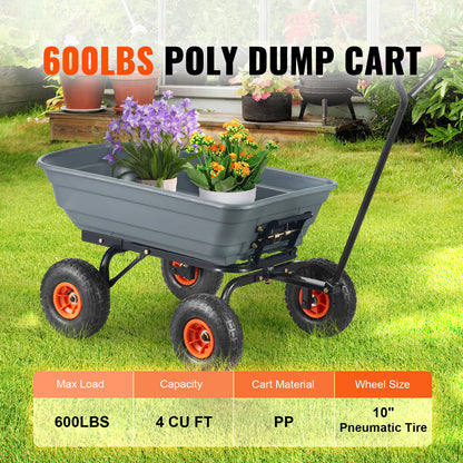 Tuinkar – Kruiwagen – Transportkar – Zwerfwagen – Trolley – 272 kg Draagkracht – 113 Liter Laadbak