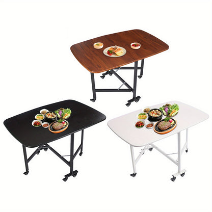 Inklapbare Tafel – Vouwtafel – Opklapbare Eettafel – Bijzettafel – Klaptafel – Wit – Mobiel Met 6 Wielen – Duurzaam MDF Met Krasbestendige Laag