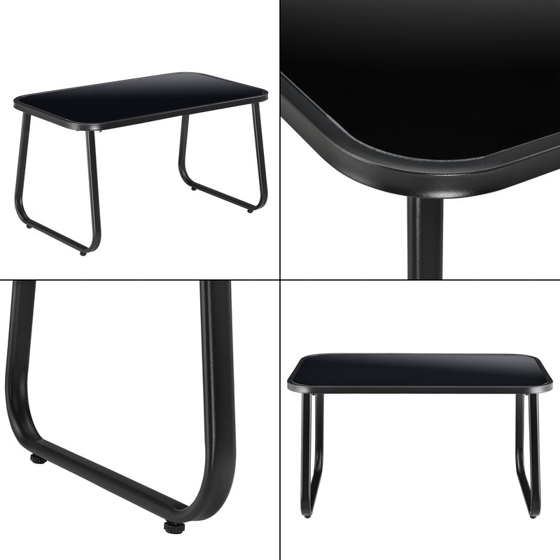 Tuinset – Tuinmeubelen – Bistroset – Loungeset – 2-Zits Bank – Gepoedercoat Stalen Frame – Temperatuurbestendig Glazen Tafelblad