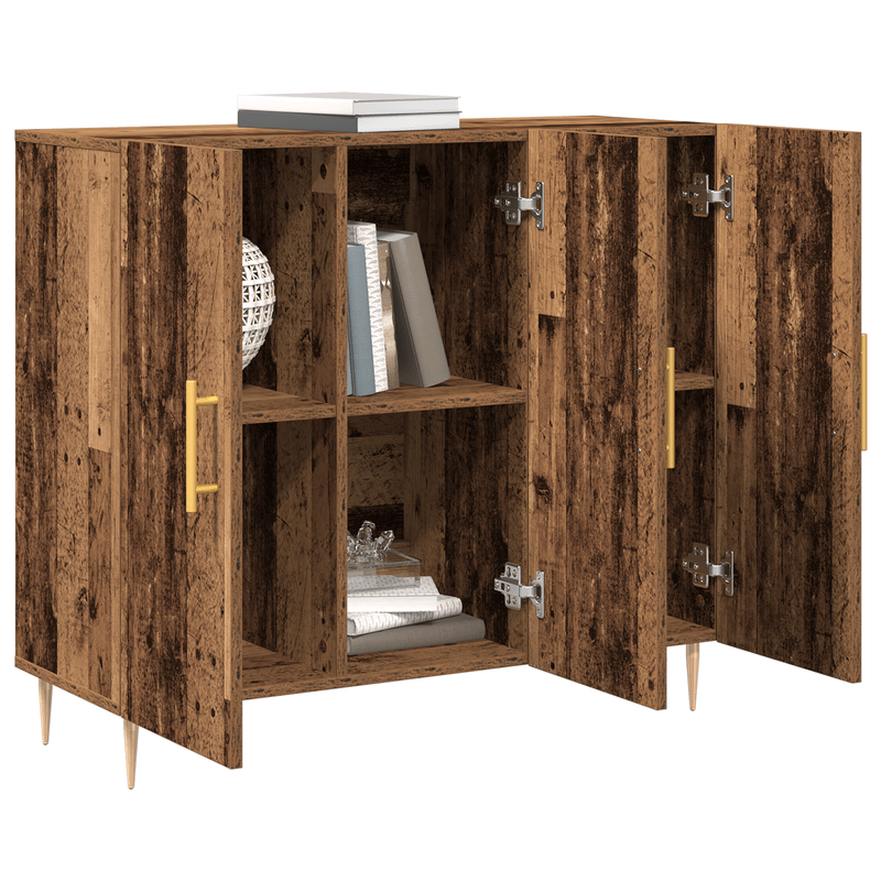 Sideboard in Oud Wood, 90x34x80cm, Made van Gerecycled Wood Practical and removable