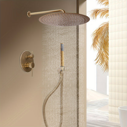 Douchesysteem – Regendouche – Handdouche – Douchekraan – Douche Set – Wandmontage – Thermostaatkraan – Messing – Ø 40 cm Hoofddouche – Waterbesparend