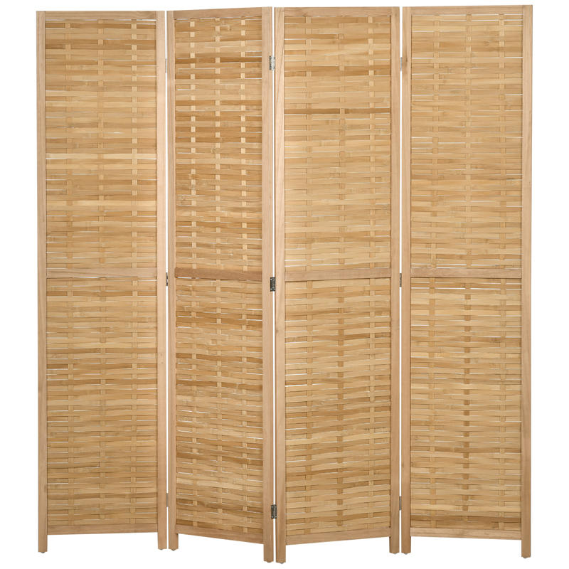 Kamerscherm – Roomdivider – Scheidingswand – Paravent – Privacy Scherm – 4-Delige Opvouwbare Bamboe Panelen – 160x170 cm Groot Formaat – Lichtgewicht en Stevig – Vrijstaand & Ruimtebesparend Design